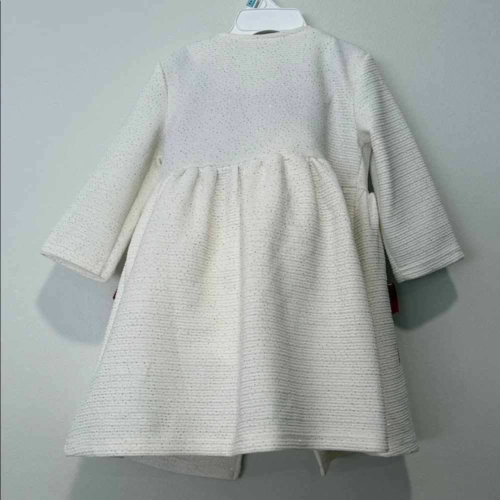 White Coat with Red Bow Accents & Matching Dress